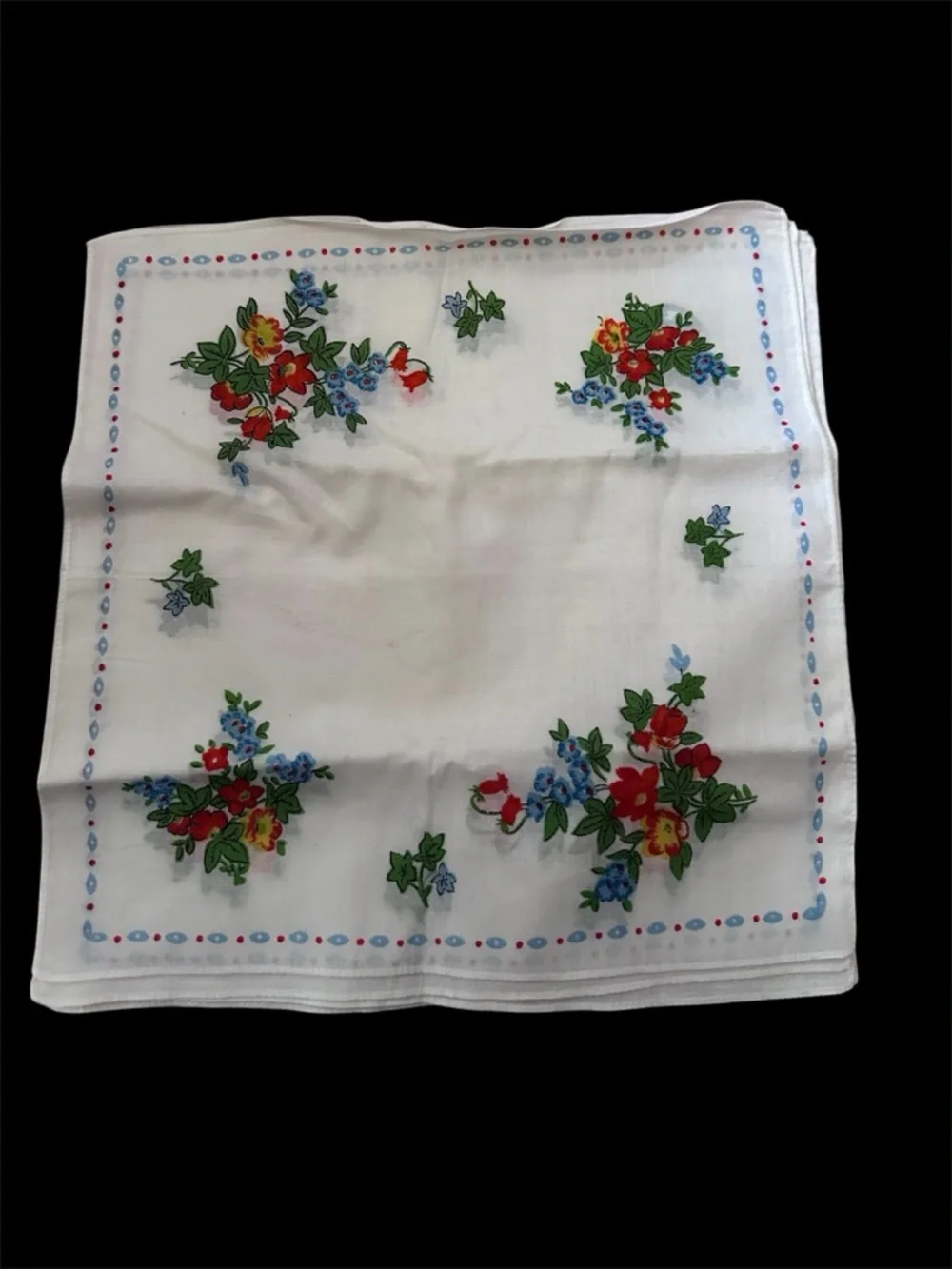 Vintage Floral Printed Napkins - Red, Green, Blue (set of 6)